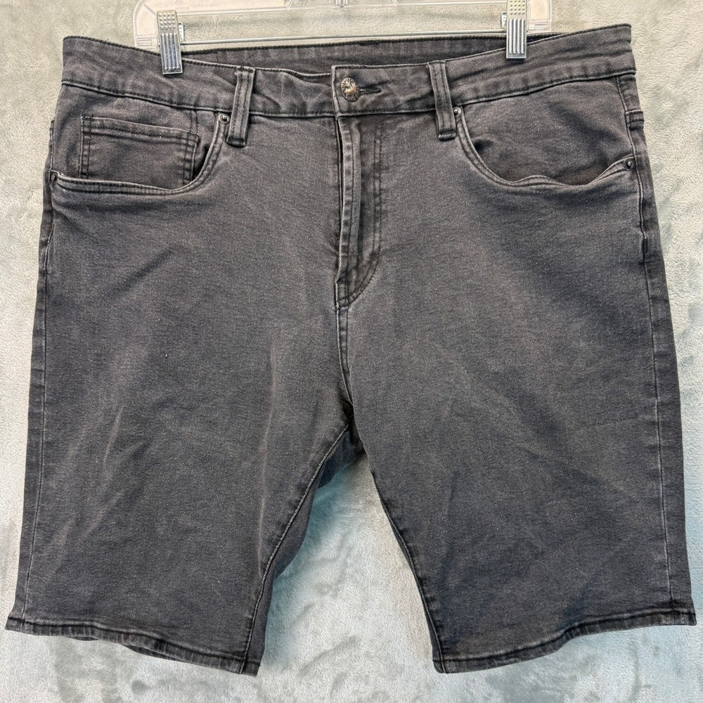 Buffalo David Bitton Parker Slim Denim Shorts Mens 36 Black Faded Zip Fly